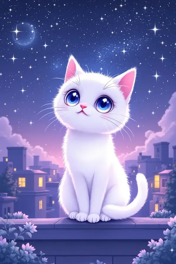 星光下的猫咪海报